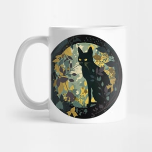 Cute Adorable Black Cat and Floral Design Collection for Cat Lovers Mug